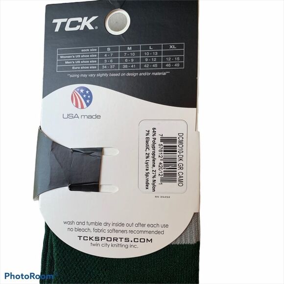 TCK Performance Socks Antimicrobial Pro Dri Green Camo Large - Picture 3 of 5